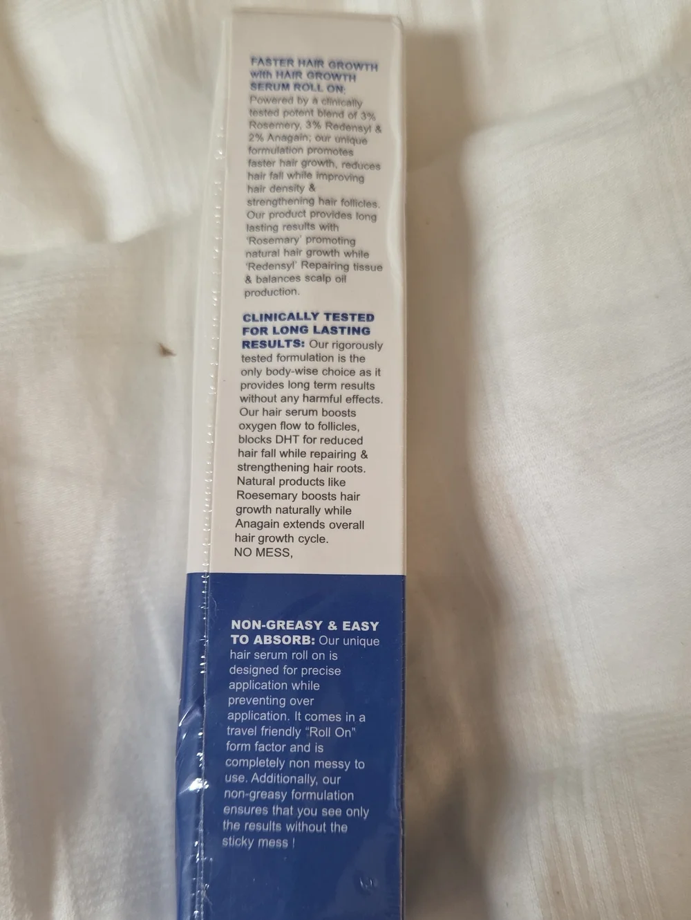 BE Bodywise Hair Growth Serum Roll-On - White & Navy
